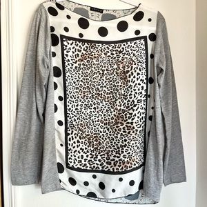 Venus Mixed Print Long Sleeve Shirt | Designer Back | Sheer Fashionable